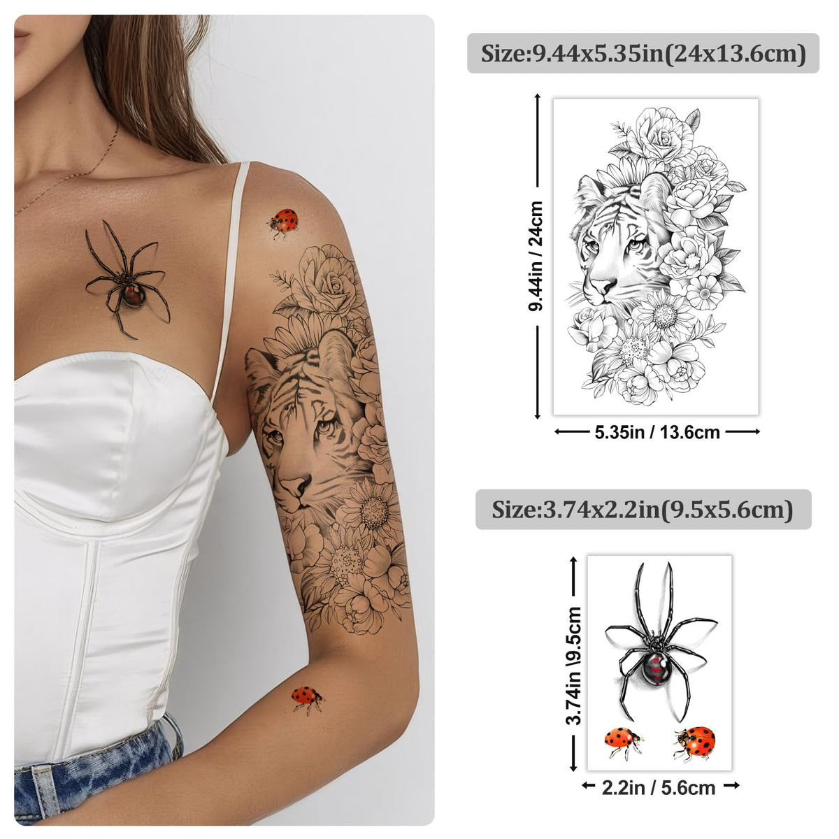Yazhiji large flower temporary tattoos applied on arm