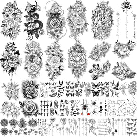 Yazhiji large sexy flowers collection temporary tattoos front view