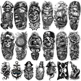 Yazhiji Pirate Temporary Tattoos 77 sheets assorted designs