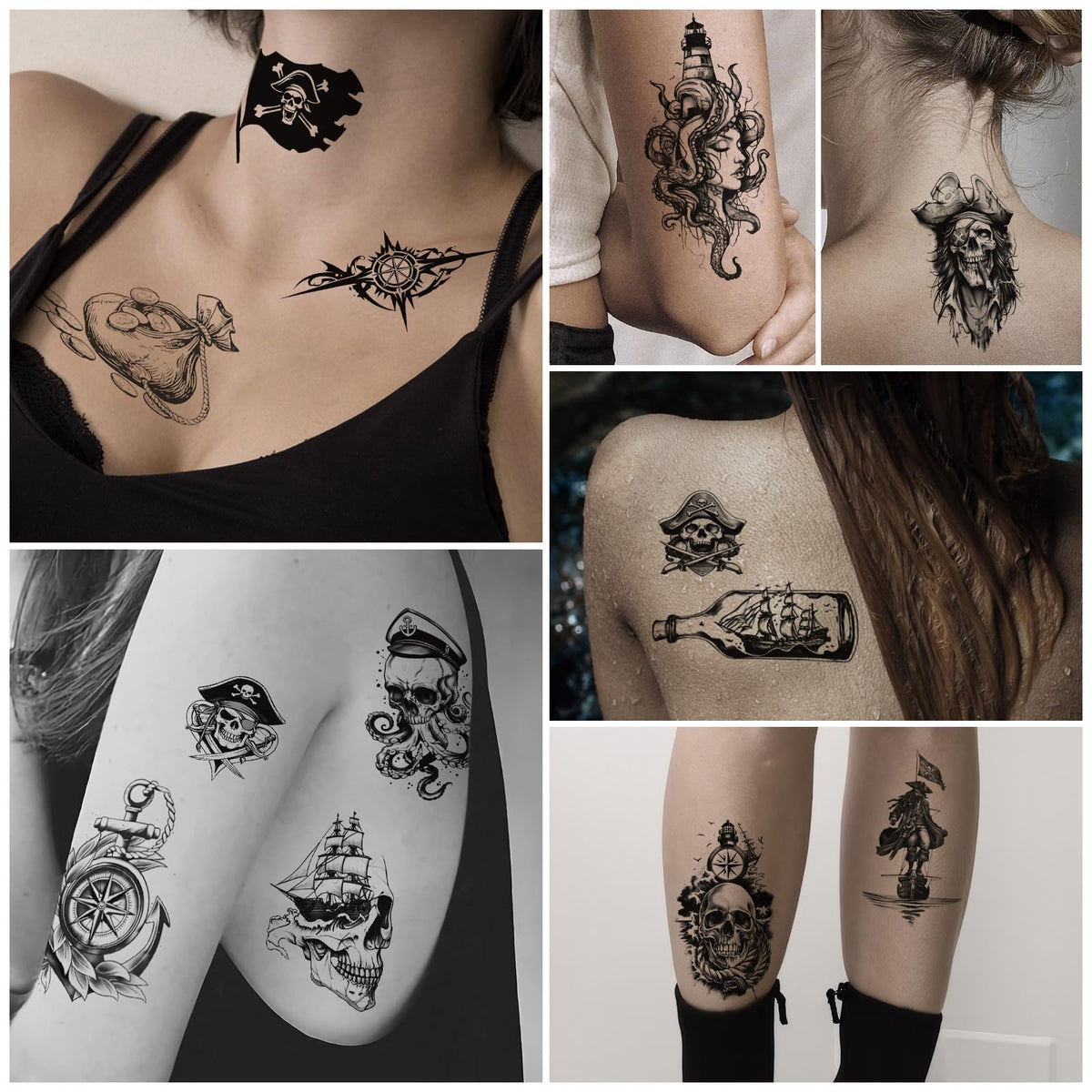 Yazhiji pirate themed tattoos laid out