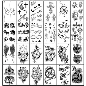 Yazhiji temporary tattoos displayed on a table with a damp paper towel