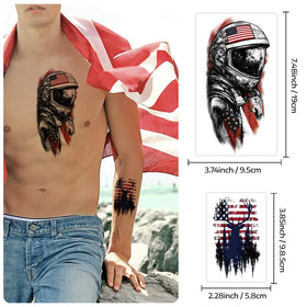 Yazhiji temporary tattoos on display at a July 4th party