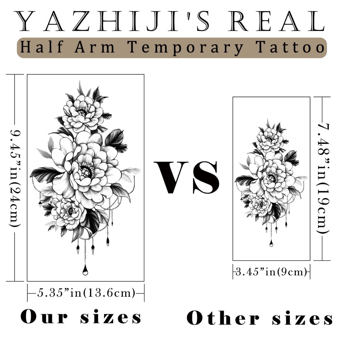 Yazhiji temporary tattoos showing various flower designs