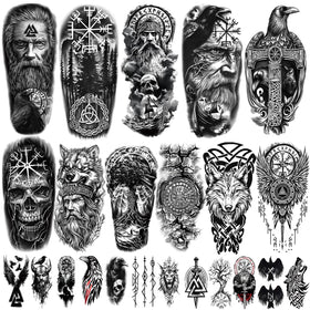 Yazhiji Viking Temporary Tattoos 77 sheets with various designs