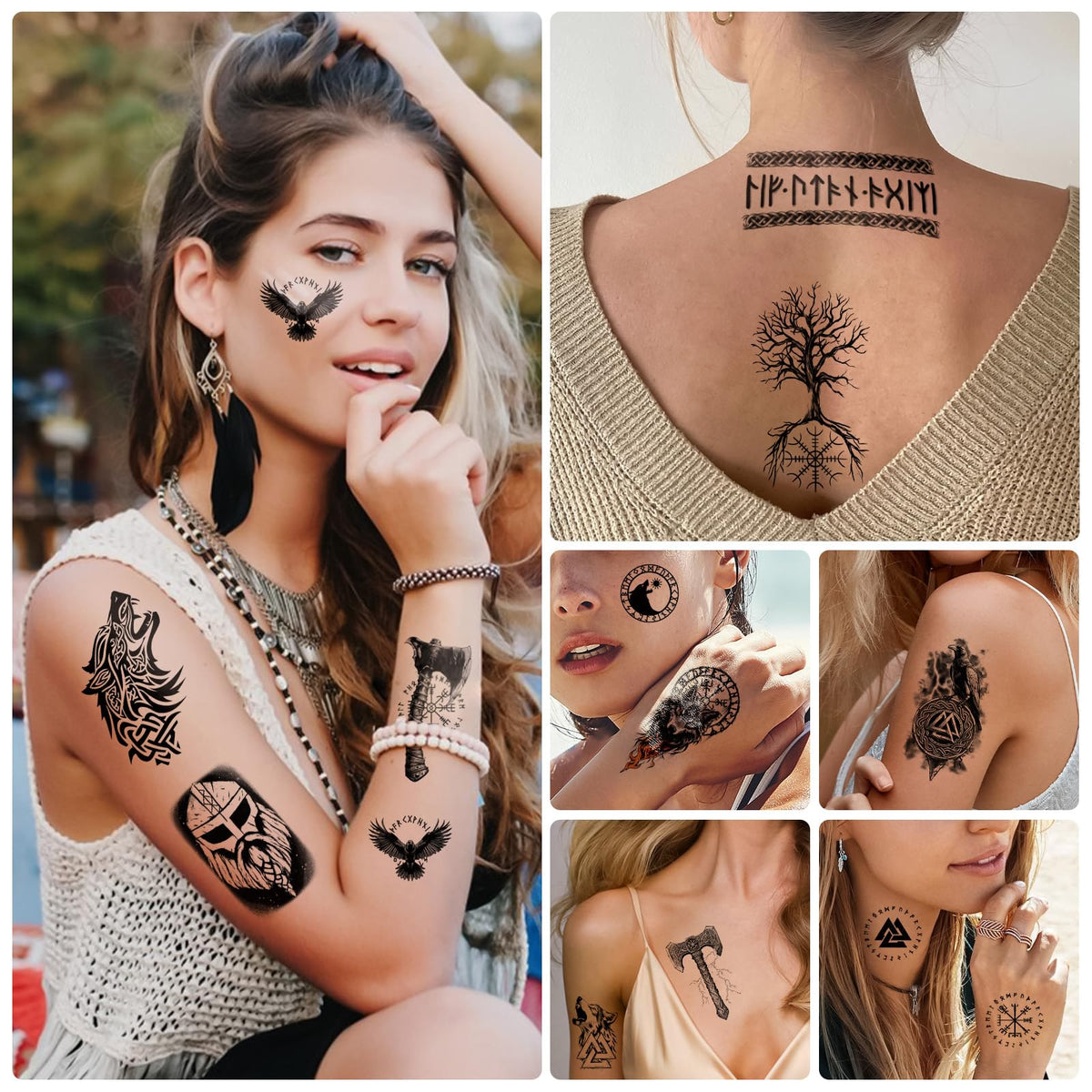 Yazhiji Viking temporary tattoos at a festival setting