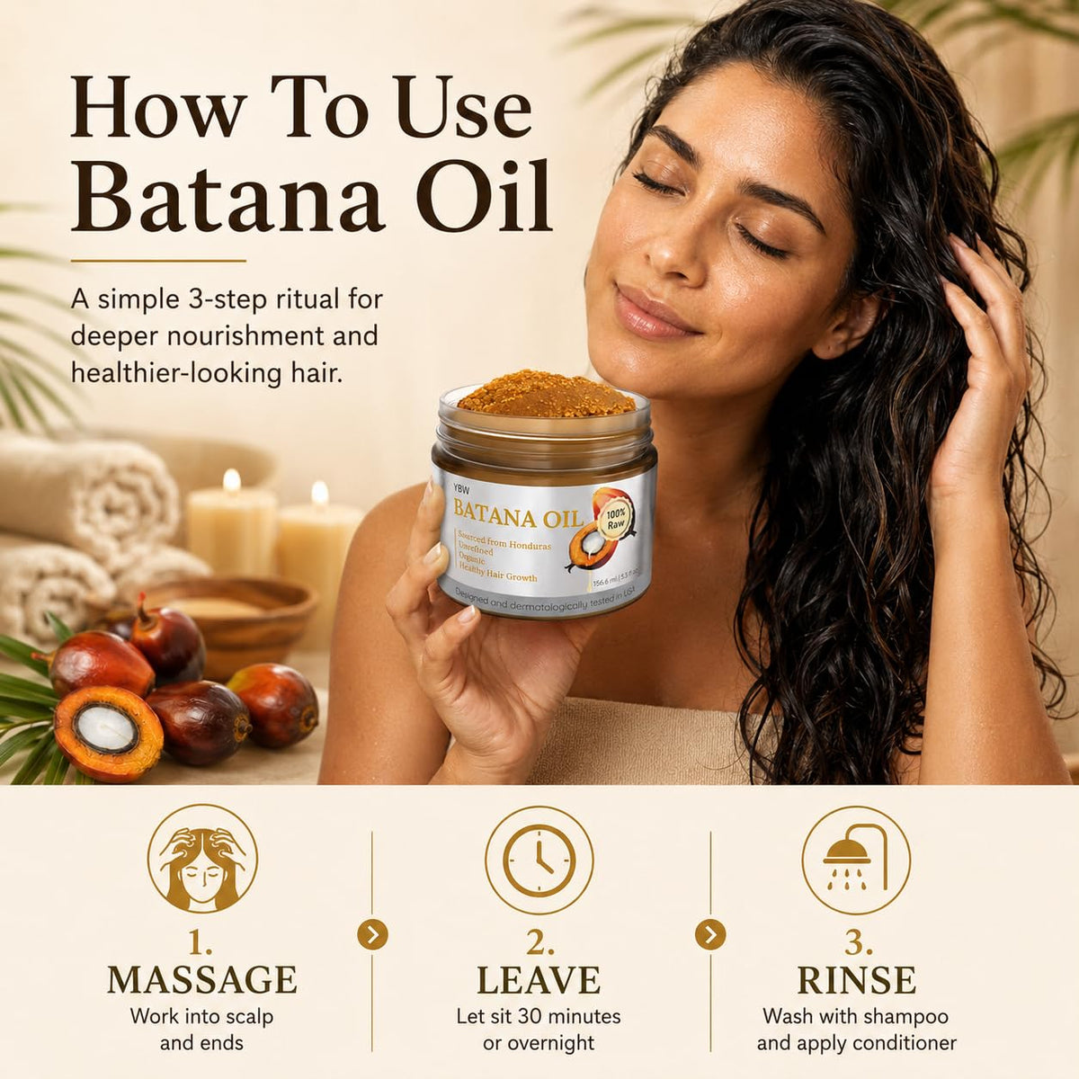 YBW Batana Oil 159g back view with ingredient list