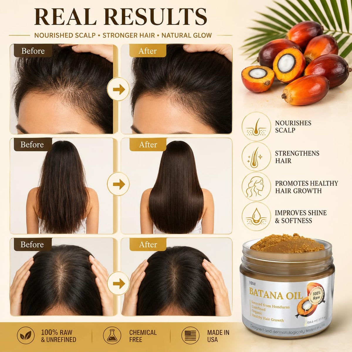 YBW Batana Oil 159g in a bathroom setting