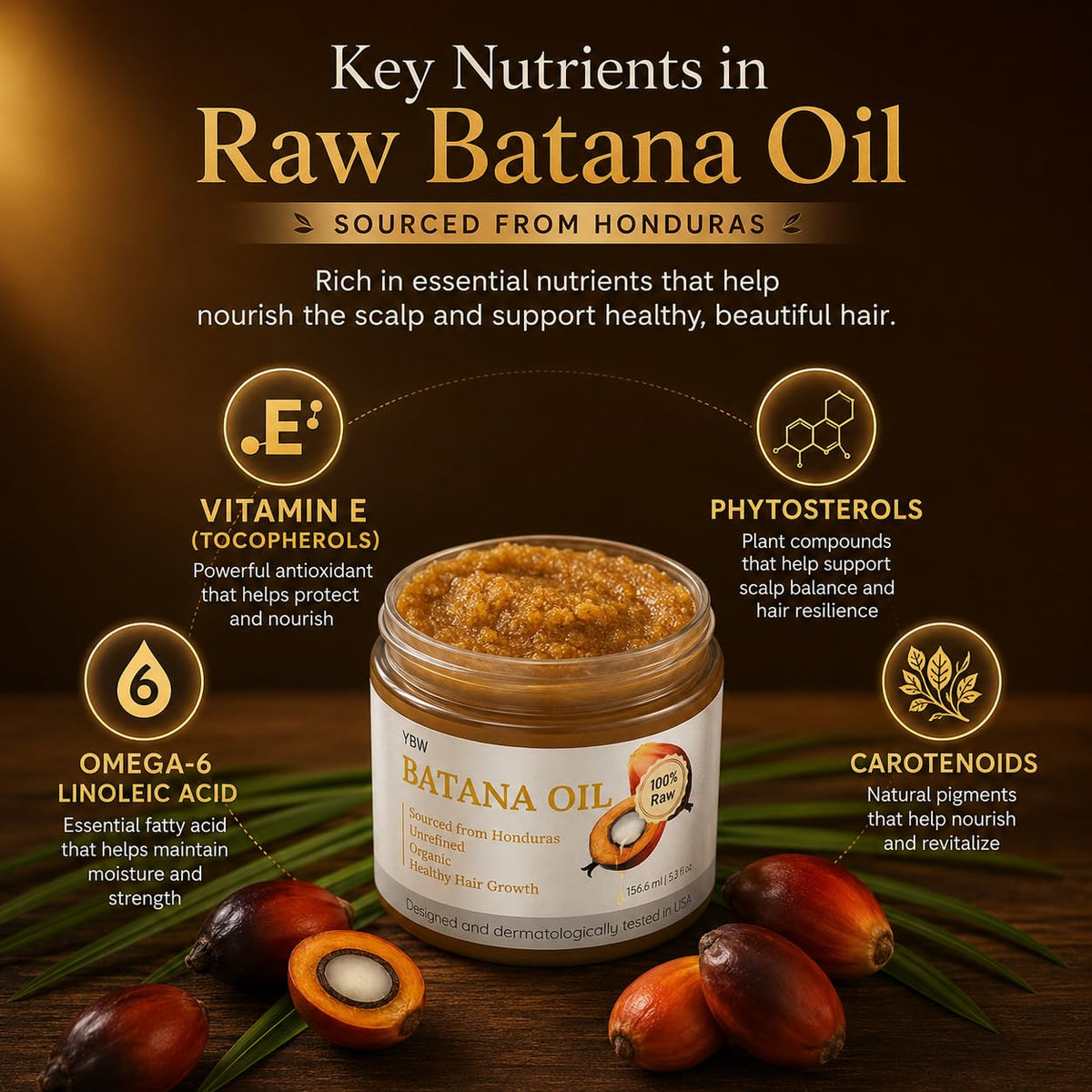 YBW Batana Oil 159g side view showing product details