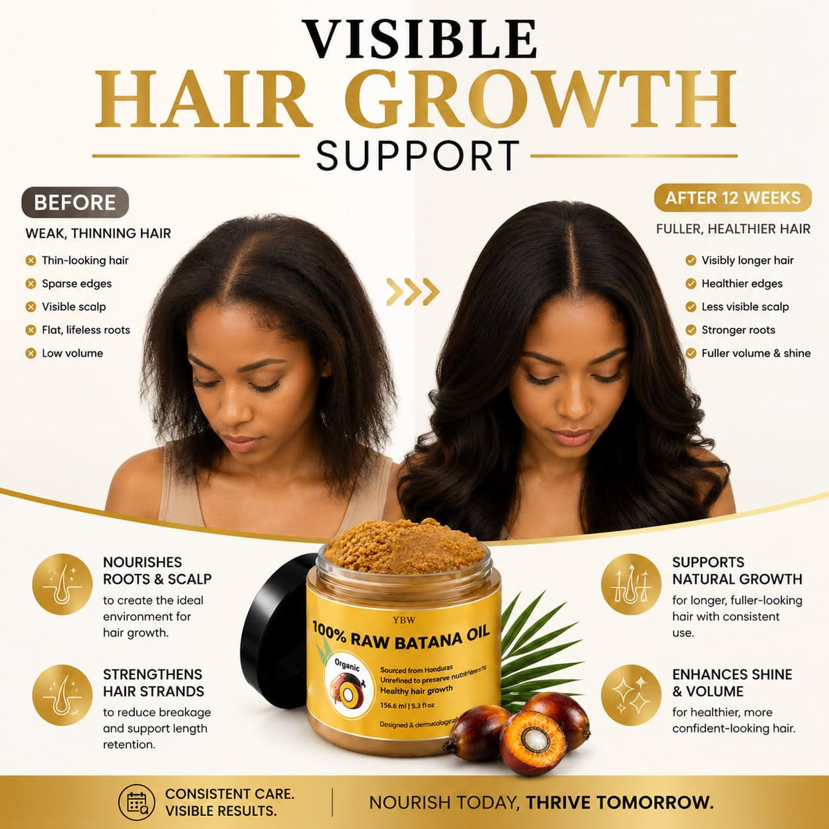 YBW Raw Batana Oil packaging with label