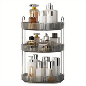 YCIA&DONE 360 Rotating Makeup Organizer front view in Smoky Gray