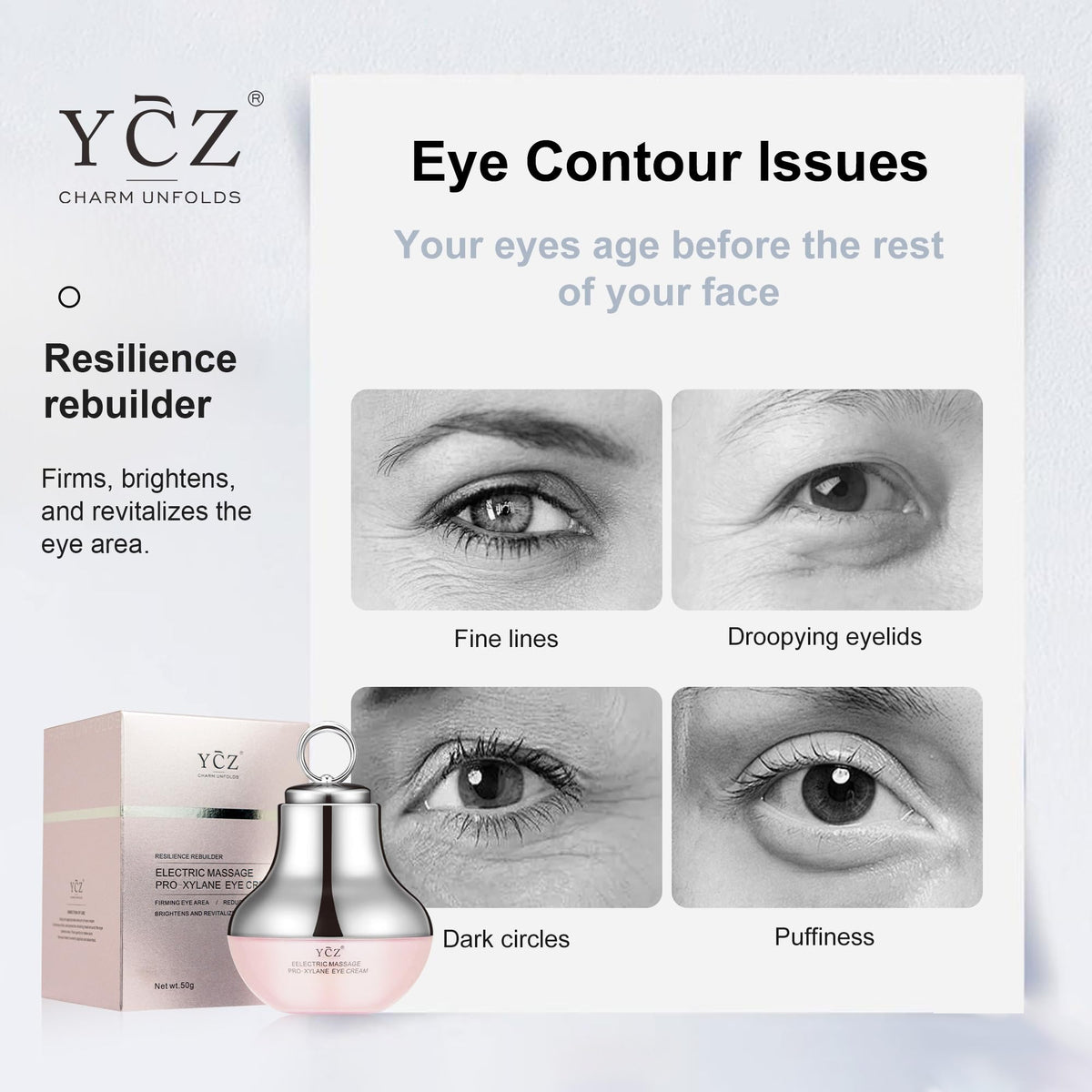 Ycz Red-Glow Electric Eye Cream application process