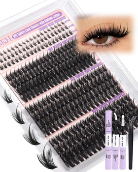 YDAGKH lash clusters applied on model's eyes