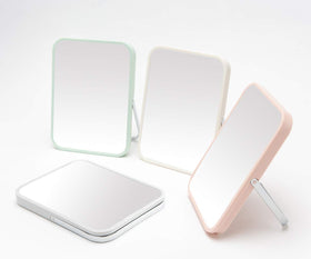 YEAKE 8-Inch Portable Folding Makeup Mirror compact size in a travel bag