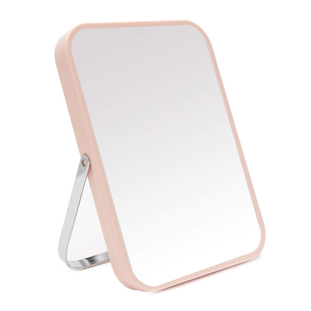 YEAKE 8-inch portable folding makeup mirror front view in pink