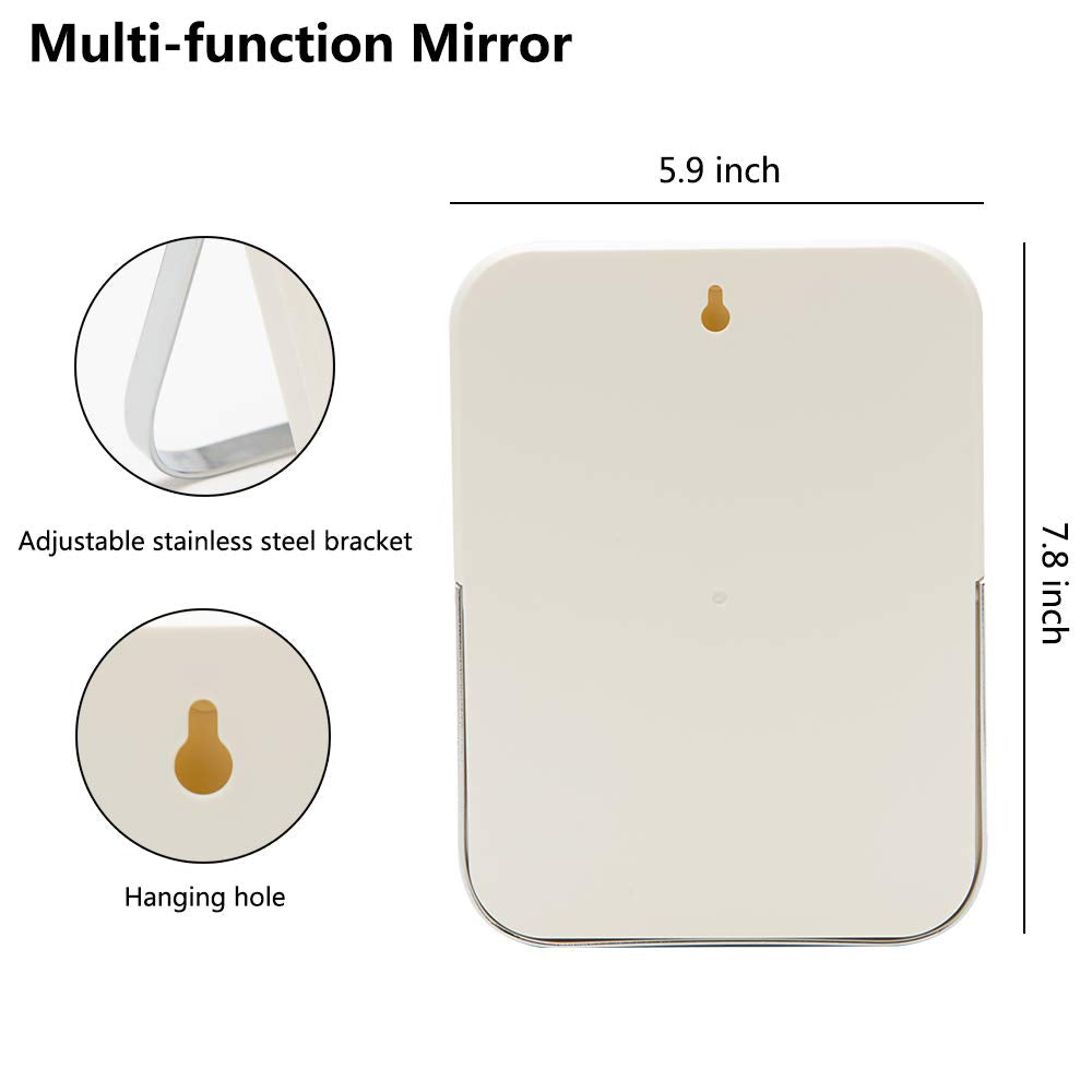 YEAKE 8-Inch Portable Folding Makeup Mirror side view with adjustable stand