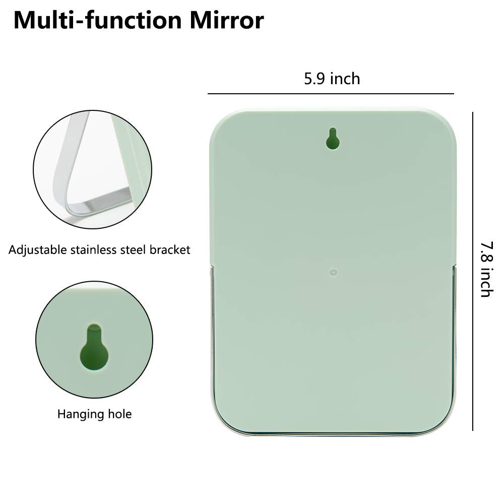 YEAKE Portable Folding Makeup Mirror side view with metal stand