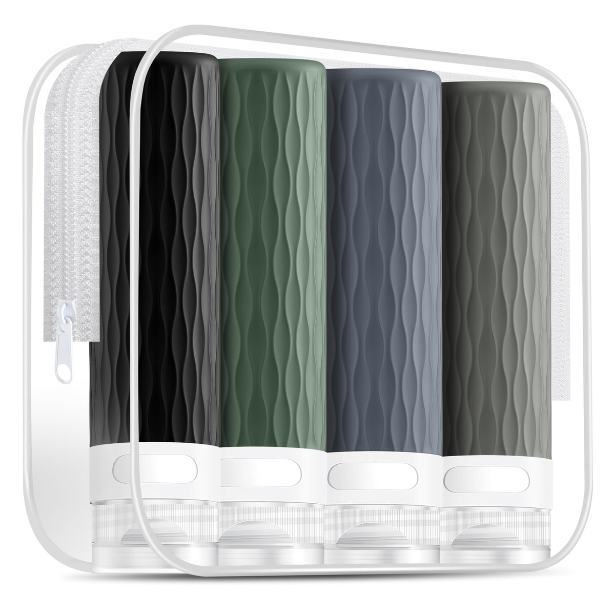 YEALIFE travel size toiletries bottles set with clear toiletry bag