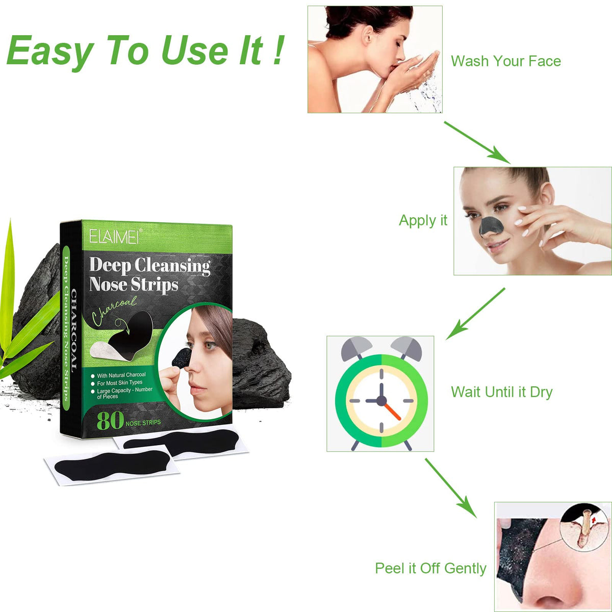 Yecuce Pore Strips in use on a model