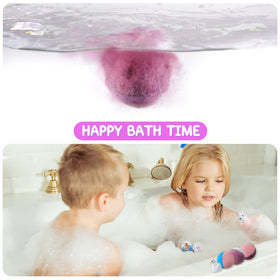 Yekery bath bomb dissolving in water with colourful foam