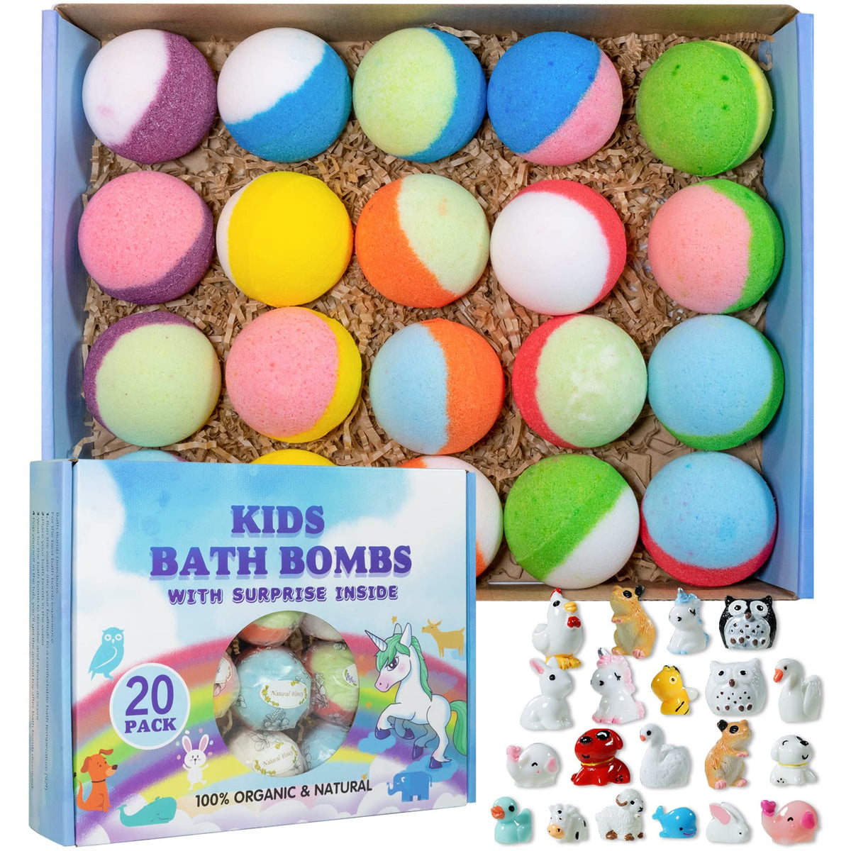 Yekery Bath Bombs for Kids 20Pcs in attractive packaging