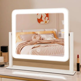 YEKKOPT 10"x12" rechargeable vanity mirror front view with lights