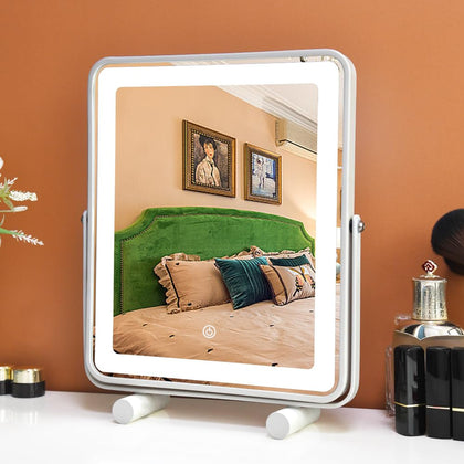 YEKKOPT 13-inch makeup vanity mirror front view with LED lights