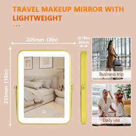 YEKKOPT Gold Makeup Mirror showing 3 adjustable lighting modes