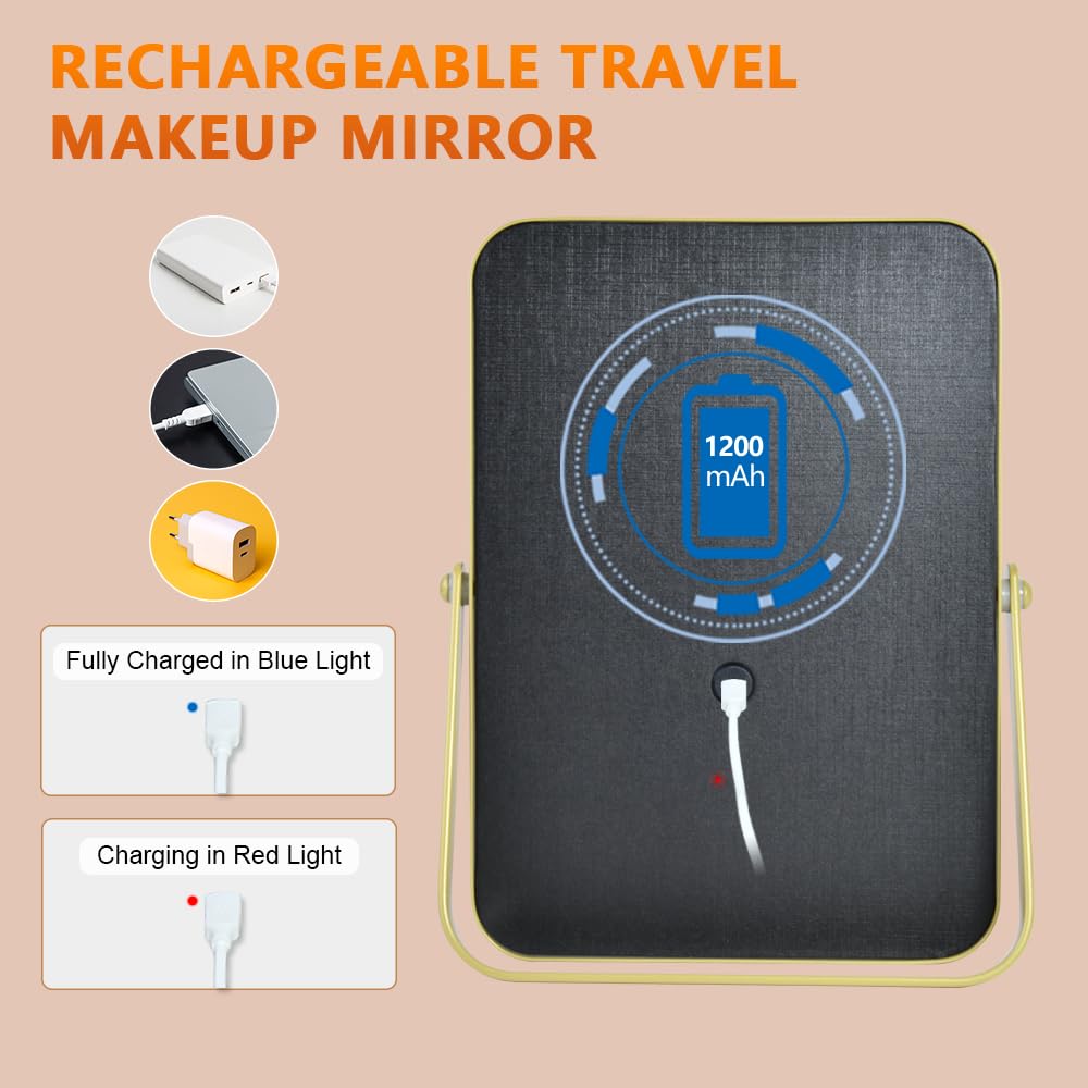YEKKOPT Gold Mirror side view demonstrating 360-degree swivel