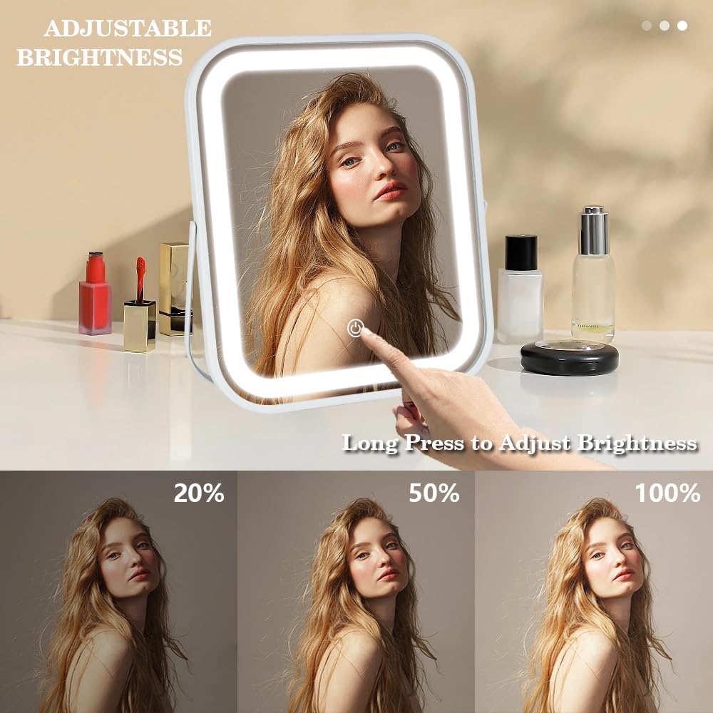 YEKKOPT Lighted Makeup Mirror side view showcasing compact size