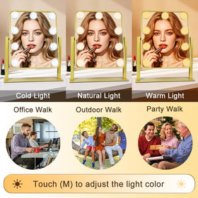 YEKKOPT Lighted Makeup Mirror with dimmable lights in a dressing room