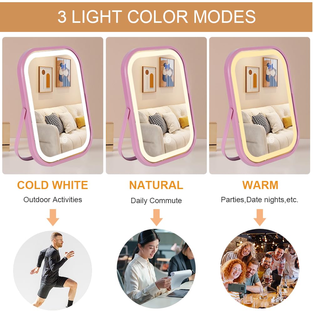 YEKKOPT Lighted Vanity Mirror displaying makeup application scene