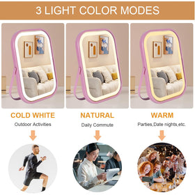 YEKKOPT Lighted Vanity Mirror displaying makeup application scene