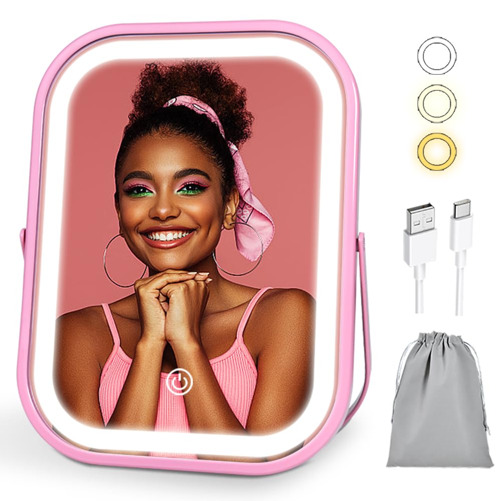 YEKKOPT Lighted Vanity Mirror front view with adjustable brightness