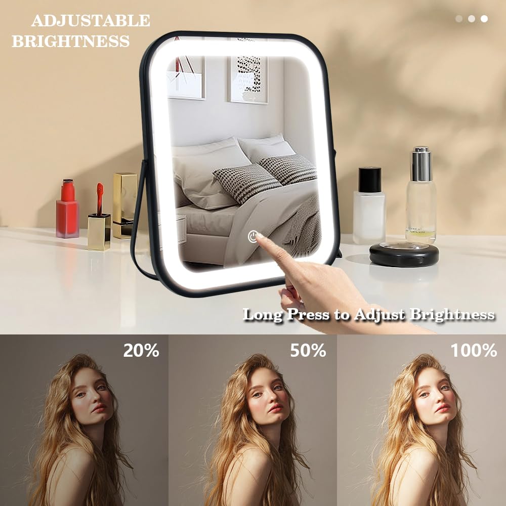 YEKKOPT Lighted Vanity Mirror showing three lighting modes
