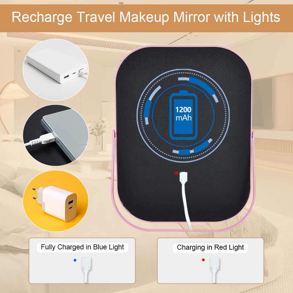 YEKKOPT Lighted Vanity Mirror with U-shaped stand in a well-lit room