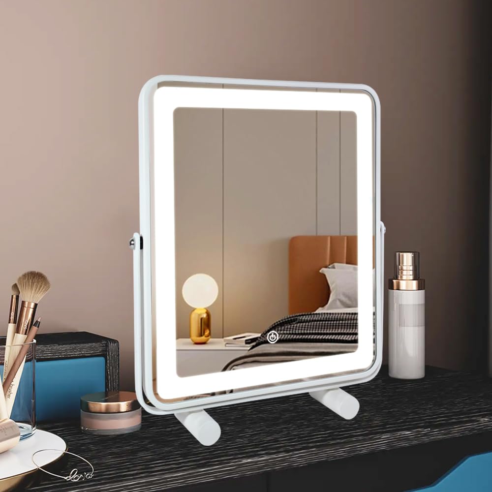 YEKKOPT makeup mirror on a vanity table with makeup products