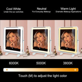 YEKKOPT makeup vanity mirror displaying warm lighting mode