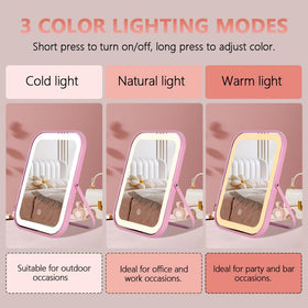 YEKKOPT Pink Vanity Mirror in a travel bag