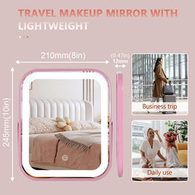 YEKKOPT Pink Vanity Mirror side view showing compact design
