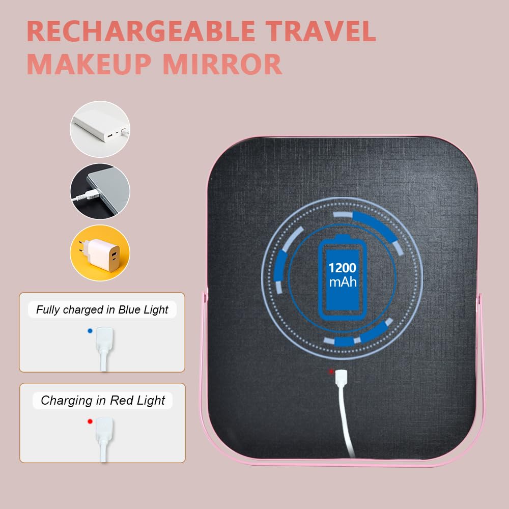 YEKKOPT Pink Vanity Mirror with touch control screen