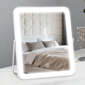 YEKKOPT Portable Desk Vanity Mirror front view with lights