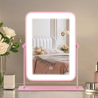 YEKKOPT Portable Desk Vanity Mirror front view with lights