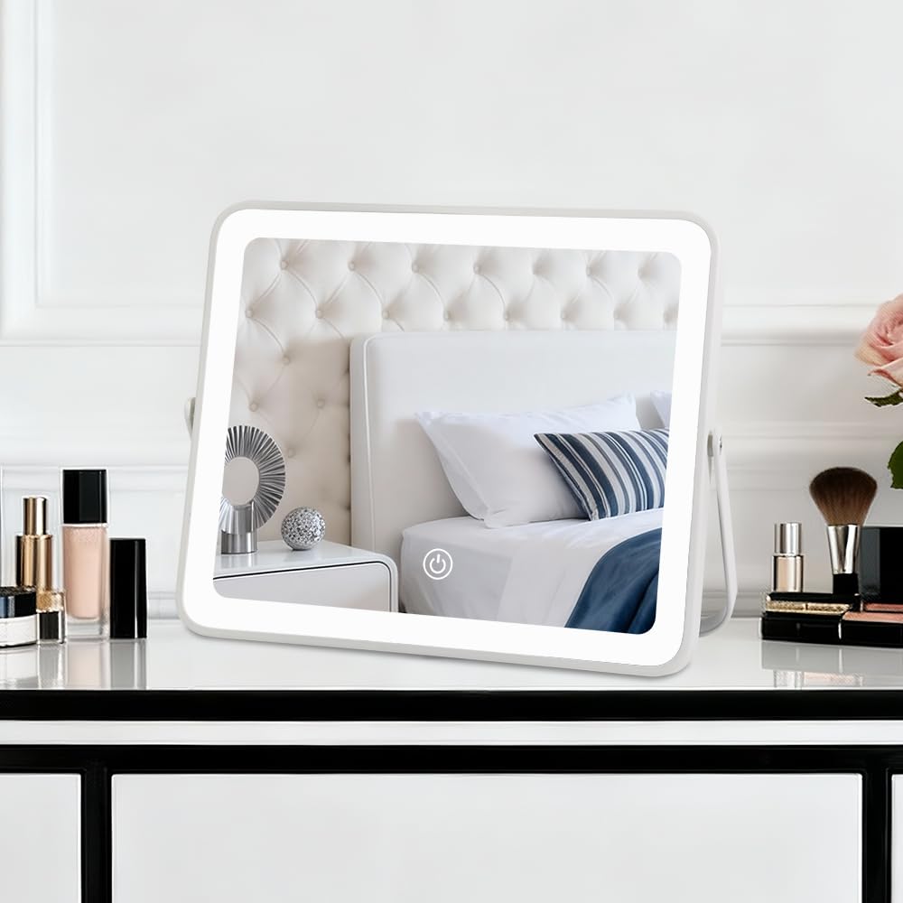 YEKKOPT Portable Desk Vanity Mirror in a stylish bedroom setting
