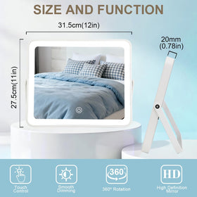 YEKKOPT Portable Desk Vanity Mirror side view showing touch controls