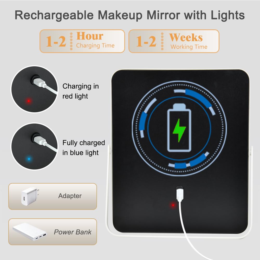 YEKKOPT Portable Desk Vanity Mirror side view showing touch screen