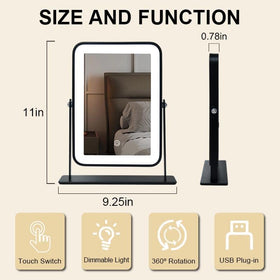 YEKKOPT Portable Desk Vanity Mirror side view showing touch screen