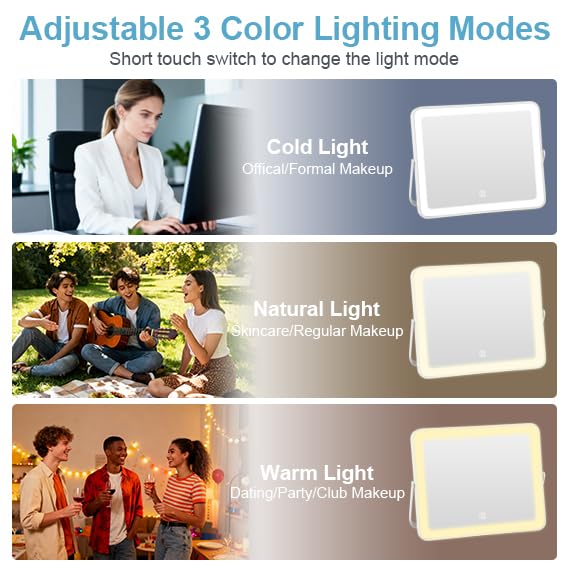 YEKKOPT Portable Desk Vanity Mirror with cool lighting mode