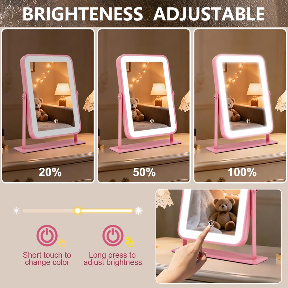 YEKKOPT Portable Mirror showing touch screen brightness control