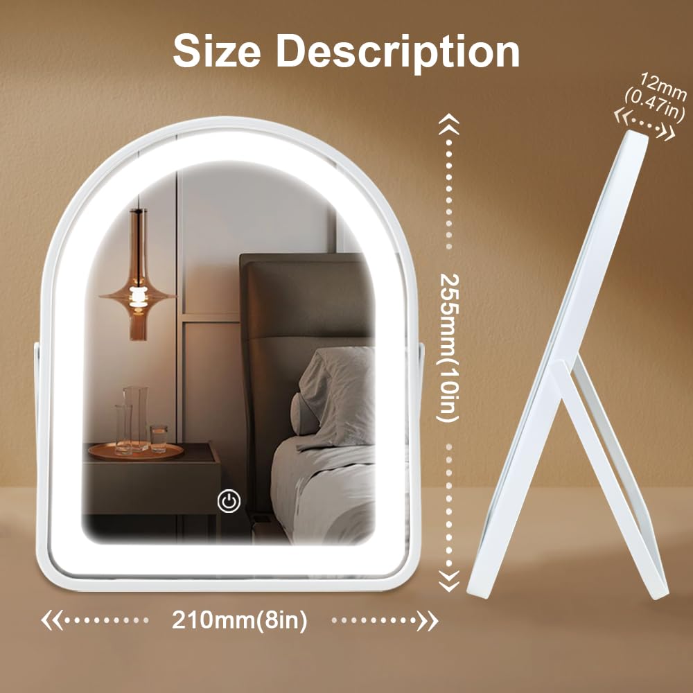YEKKOPT Rechargeable Vanity Mirror displaying cold light setting