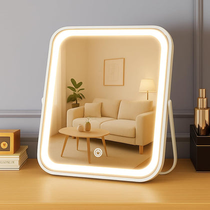 YEKKOPT Rechargeable Vanity Mirror front view with LED lights